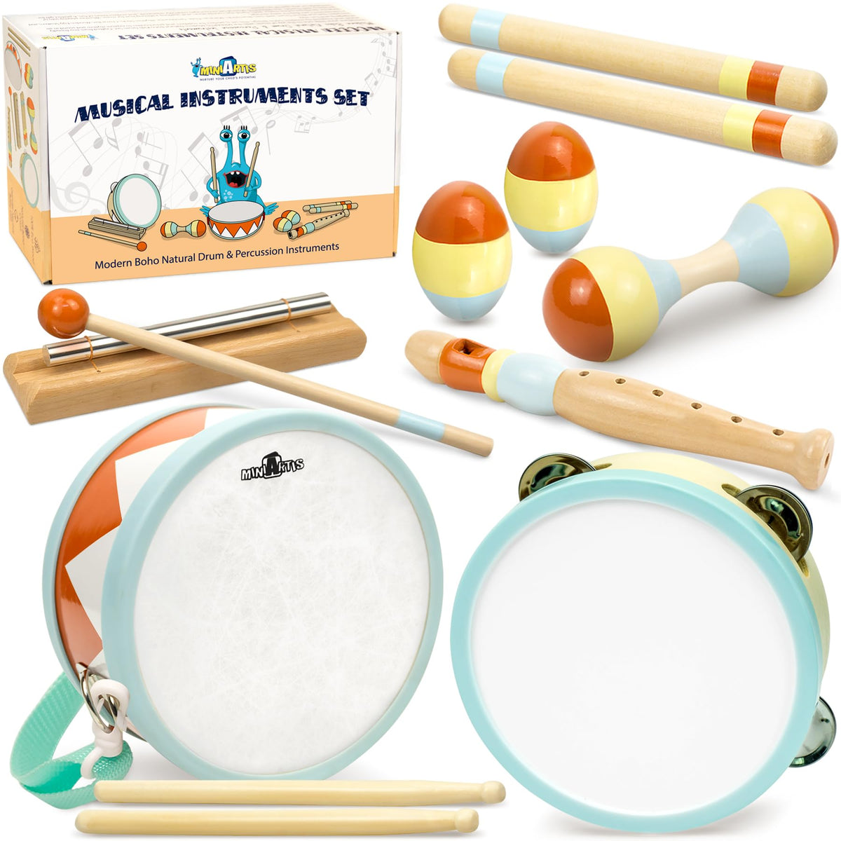 MINIARTIS toddler 6-inch drum for early rhythm exploration and sensory engagement.