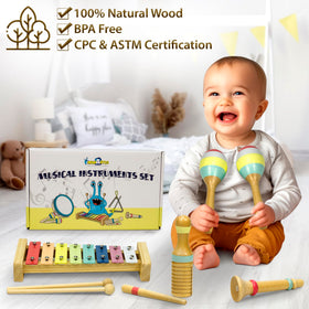 MINIARTIS toddler maracas provide engaging shake sounds and pattern recognition.