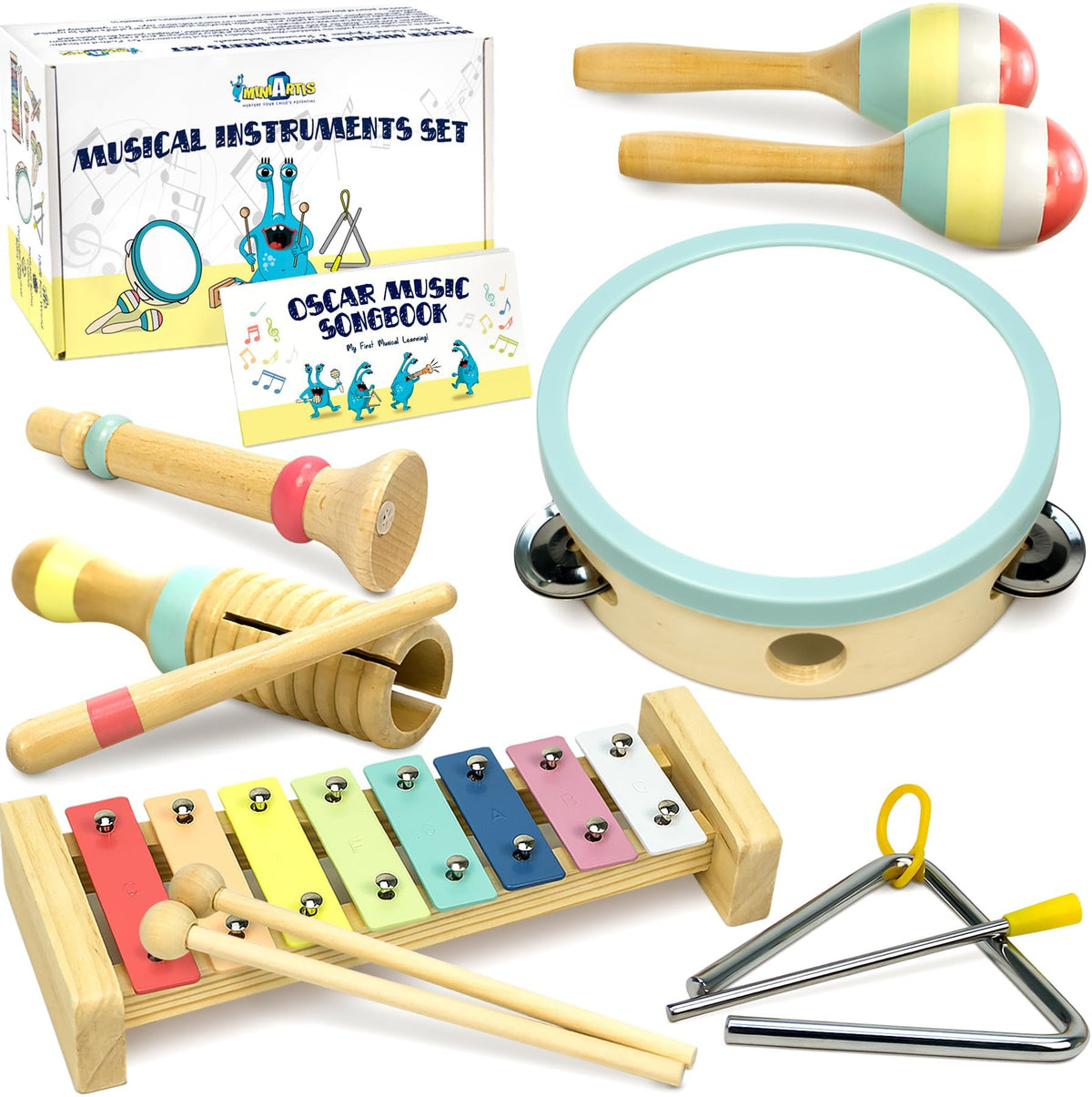 MINIARTIS toddler xylophone supports early rhythm exploration and color learning.