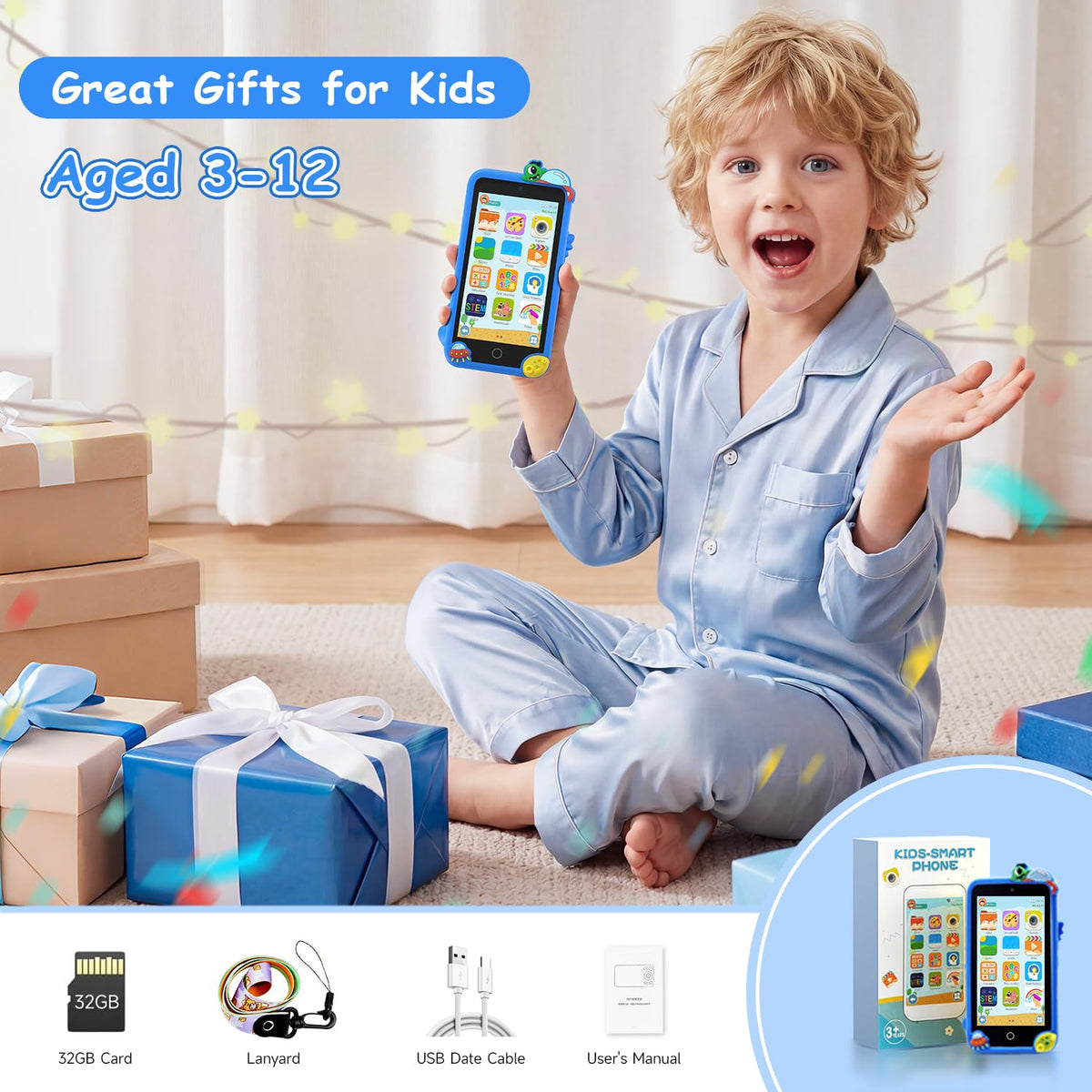 MINIBEAR Kids Toy Smartphone packaging box, gift-ready for birthdays.