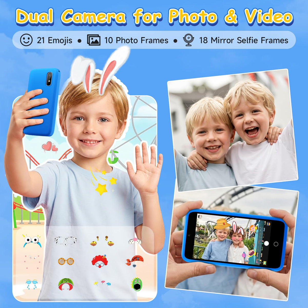 MINIBEAR Kids Toy Smartphone screen display, vivid HD for learning apps.