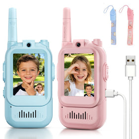 MINIBEAR video walkie talkies blue front view for real-time video chats.