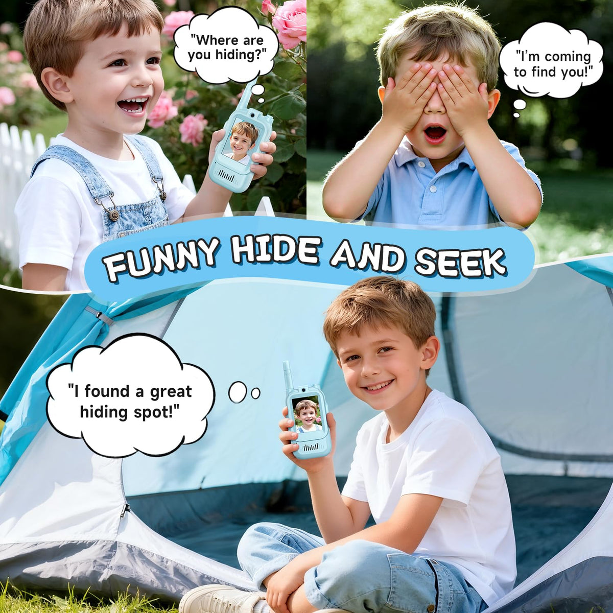 MINIBEAR video walkie talkies camera shot, real-time video intercom for family camping.