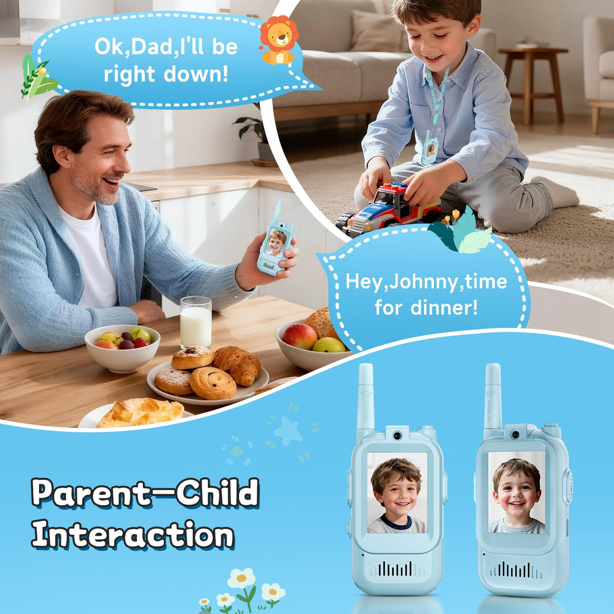 MINIBEAR video walkie talkies voice modes, adds playful character to conversations.