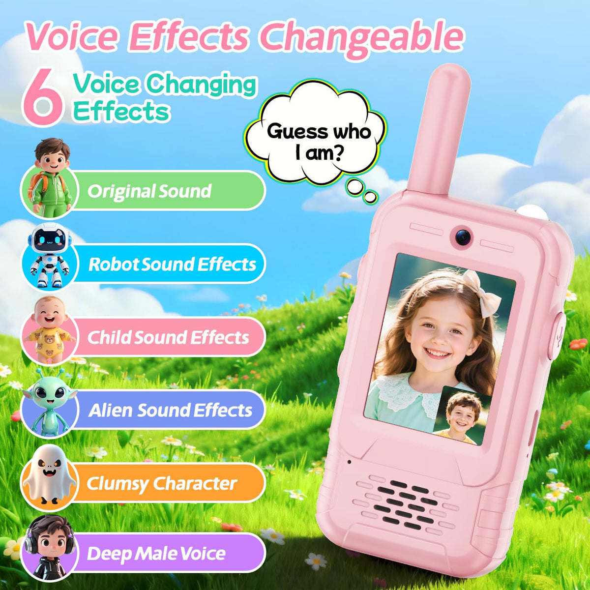 MINIBEAR walkie talkies with multiple voice effects for role-play.