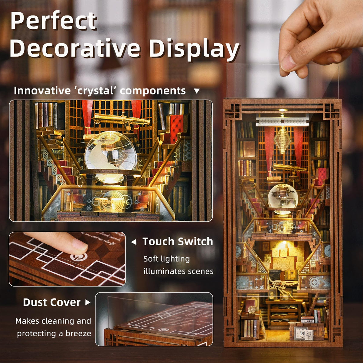 MiniCity Book Nook Kit dust cover protects the miniature library.