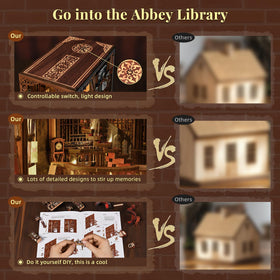 Warm LED light glow in the MiniCity Book Nook Kit