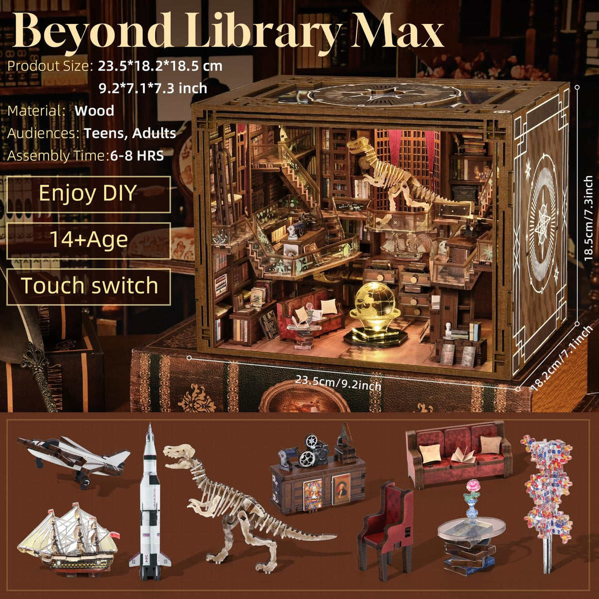 MiniCity DIY book nook unboxing shows parts layout and prep for easy assembly.