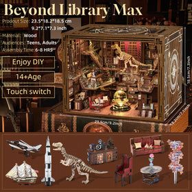 MiniCity DIY book nook unboxing shows parts layout and prep for easy assembly.