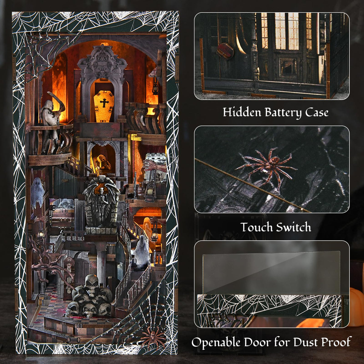 MiniCity haunted scene with ghosts and skeletons for a captivating display.