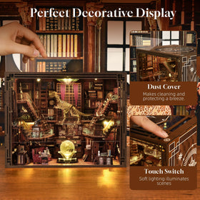 MiniCity miniature library scene ready on shelf display enhances room décor.