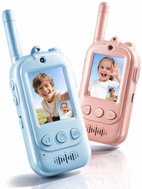 Minifly voice changer walkie talkie blue front real-time video for outdoor play