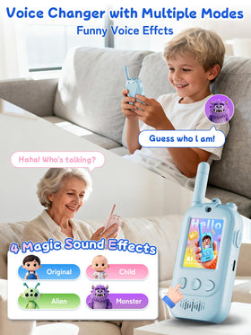 Minifly voice changer walkie talkie blue side easy grip and controls for kids