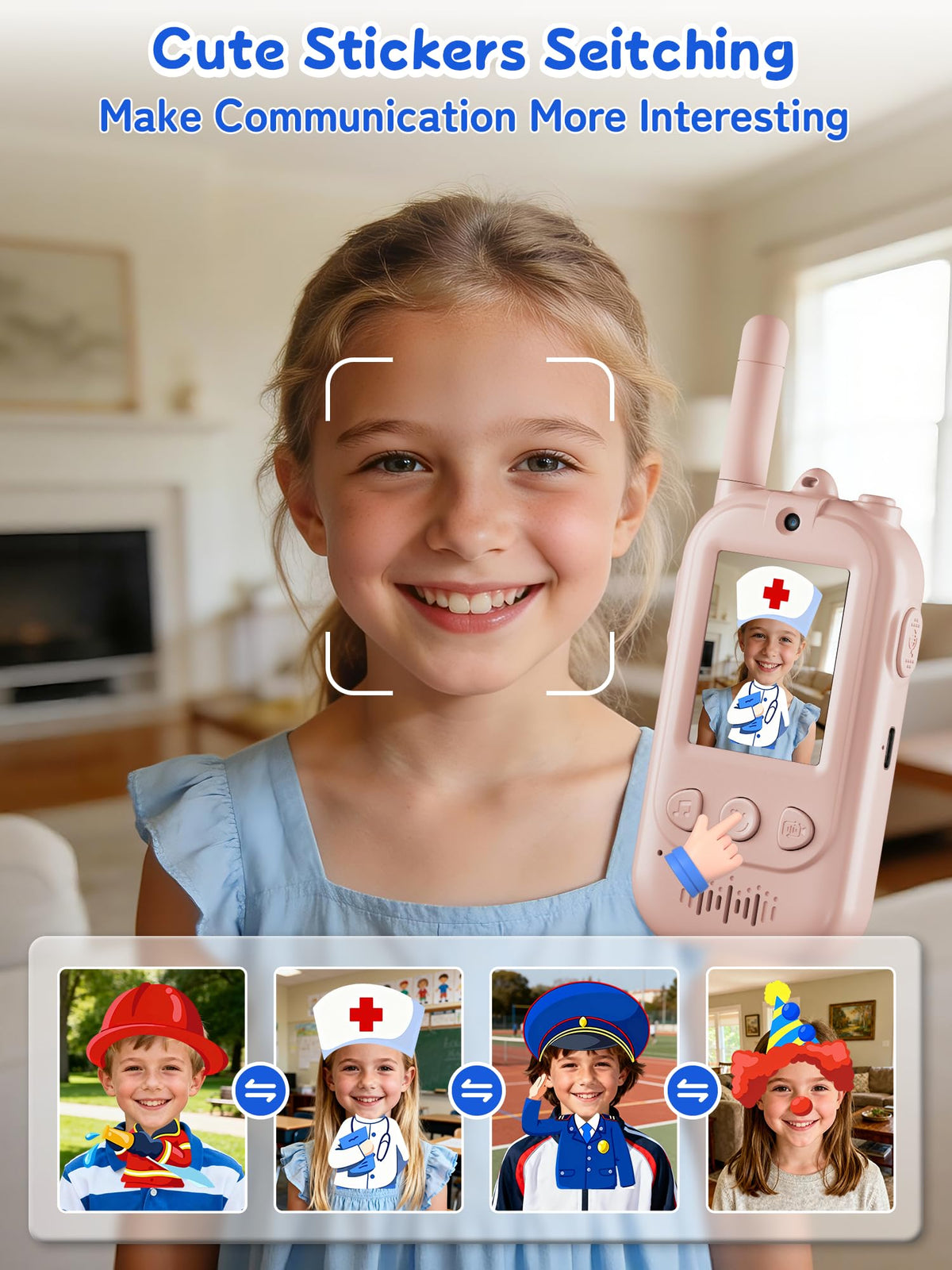 Minifly voice changer walkie talkie blue stickers for personalized play