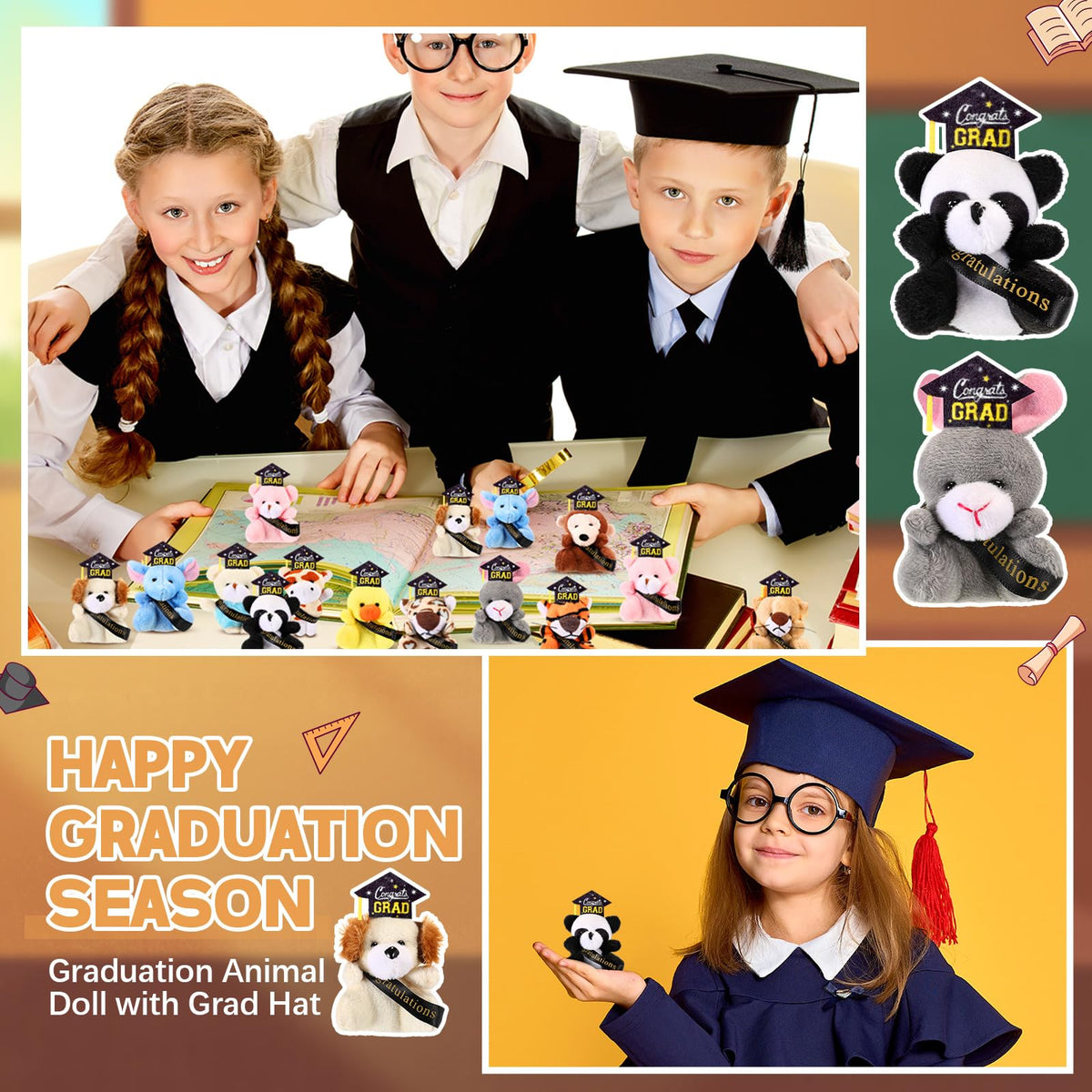 MiniInflat 24-piece graduation plush set ready for classroom giveaways