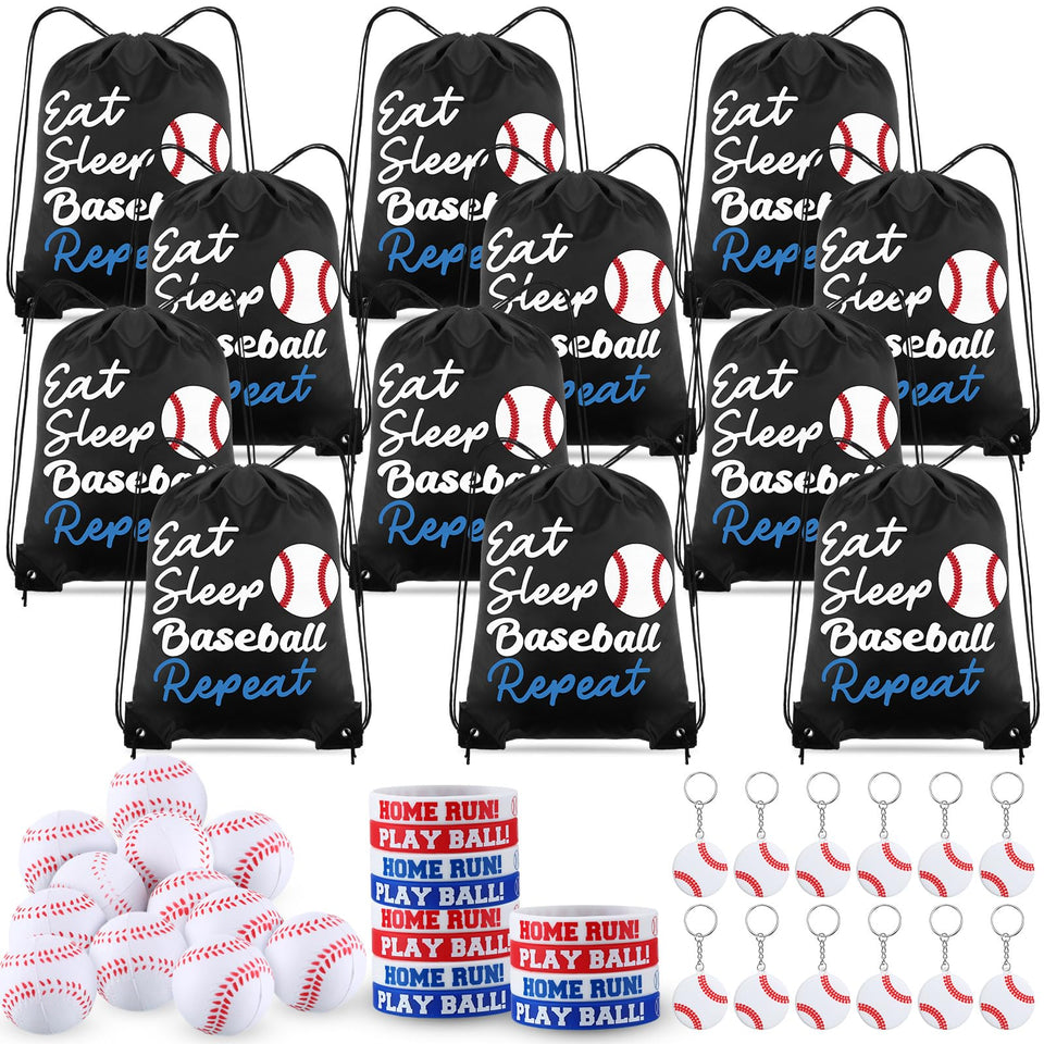 MiniInflat baseball drawstring bags—durable storage for gear and giveaways.