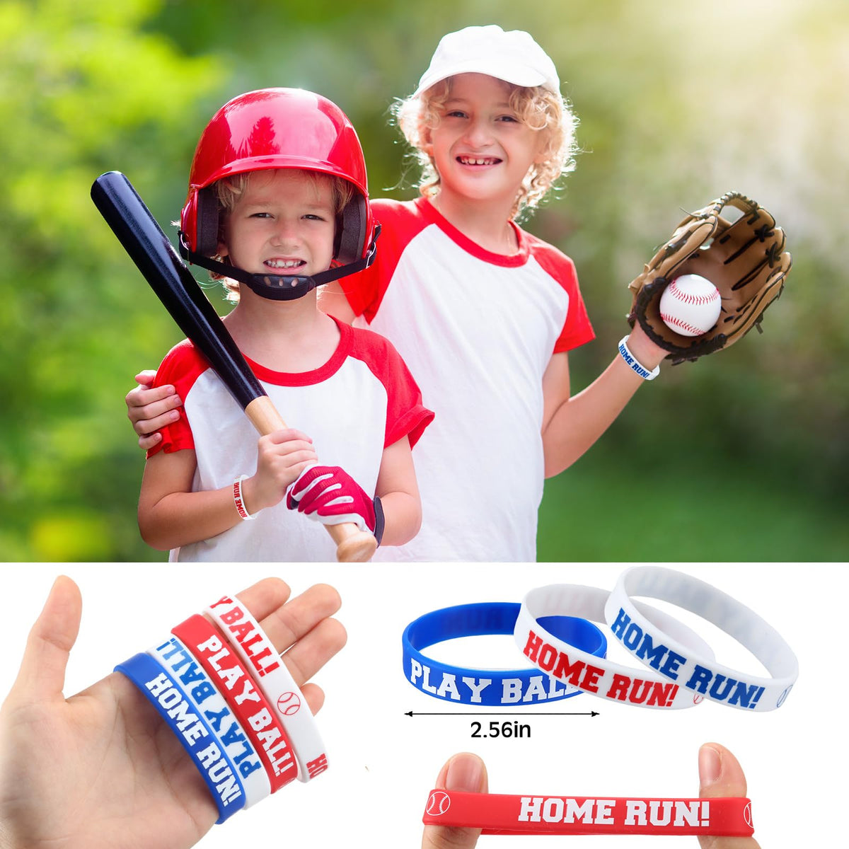 MiniInflat baseball silicone wristbands provide comfortable, long-lasting wear.