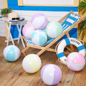 MiniInflat beach ball close-up highlighting durable stitching.