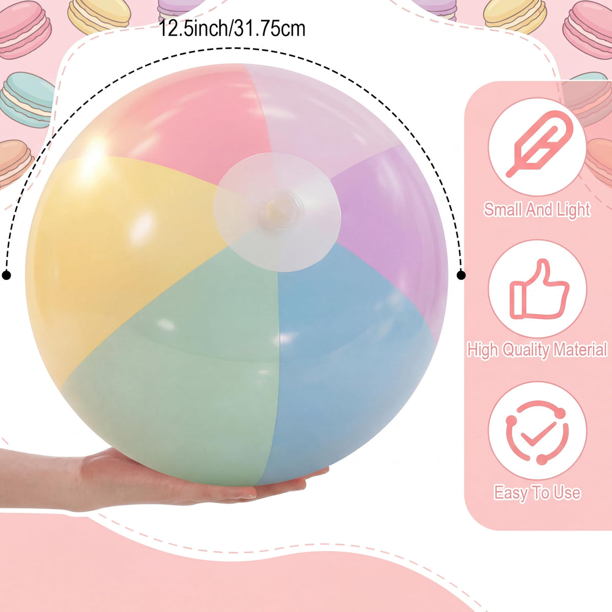 MiniInflat beach ball inflates quickly for easy setup.