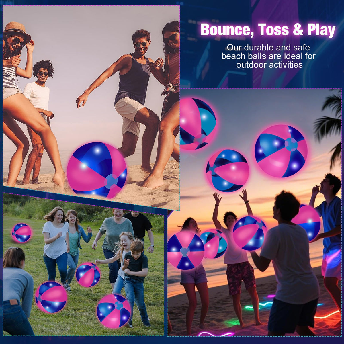 MiniInflat glow-in-dark ball enhances music festivals and carnivals.