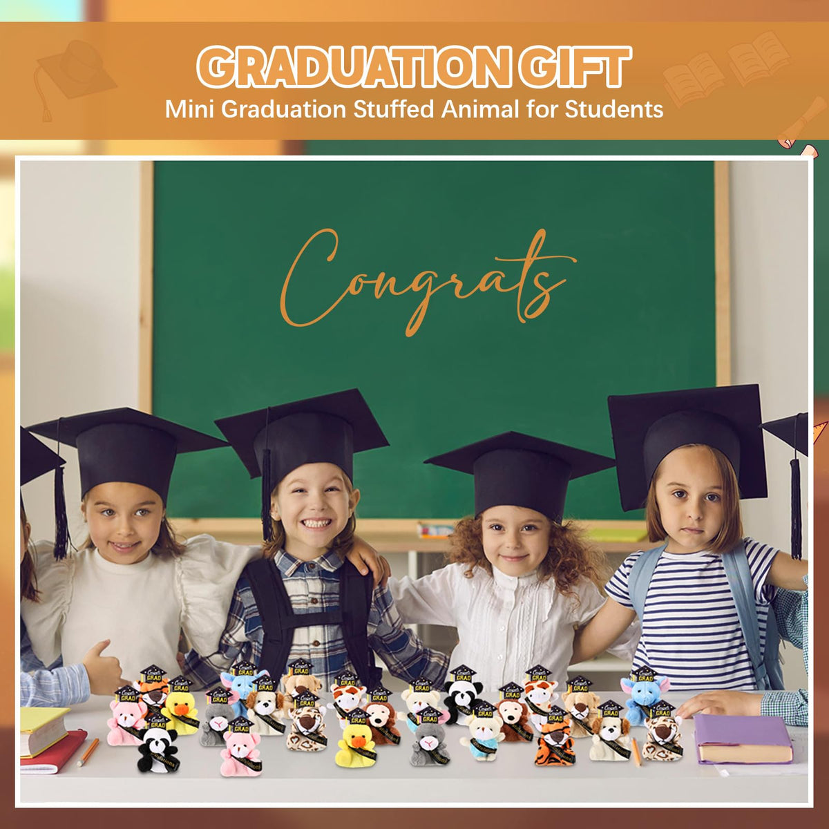 MiniInflat colorful graduation plush with lanyard for hanging on bags or keys