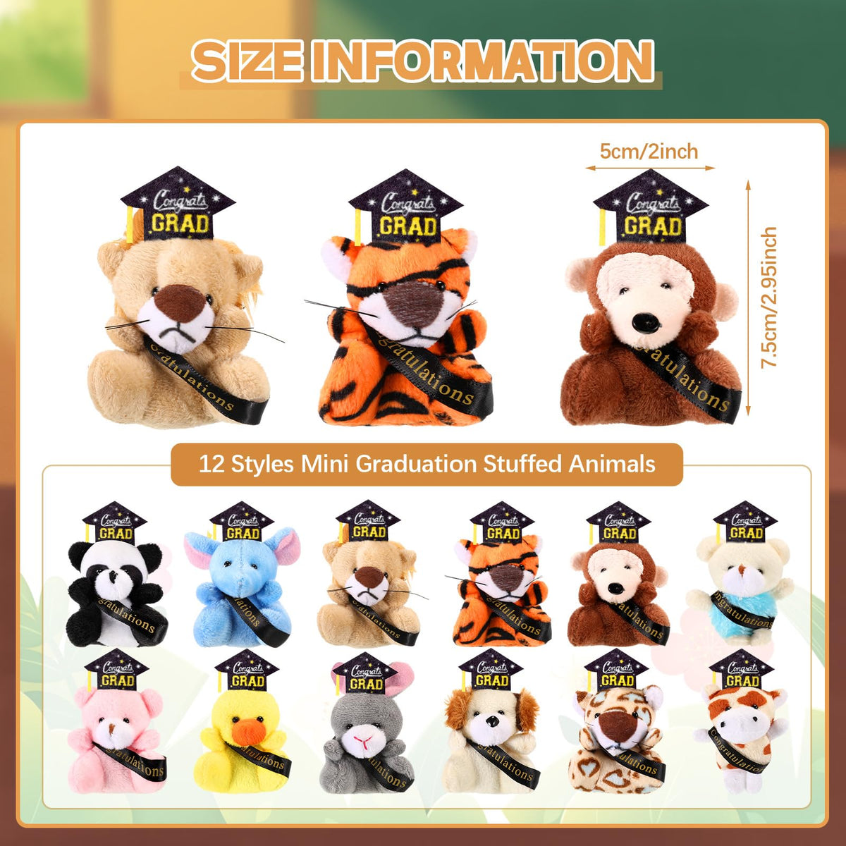 MiniInflat graduation plush keychain shown with lanyard for easy hanging