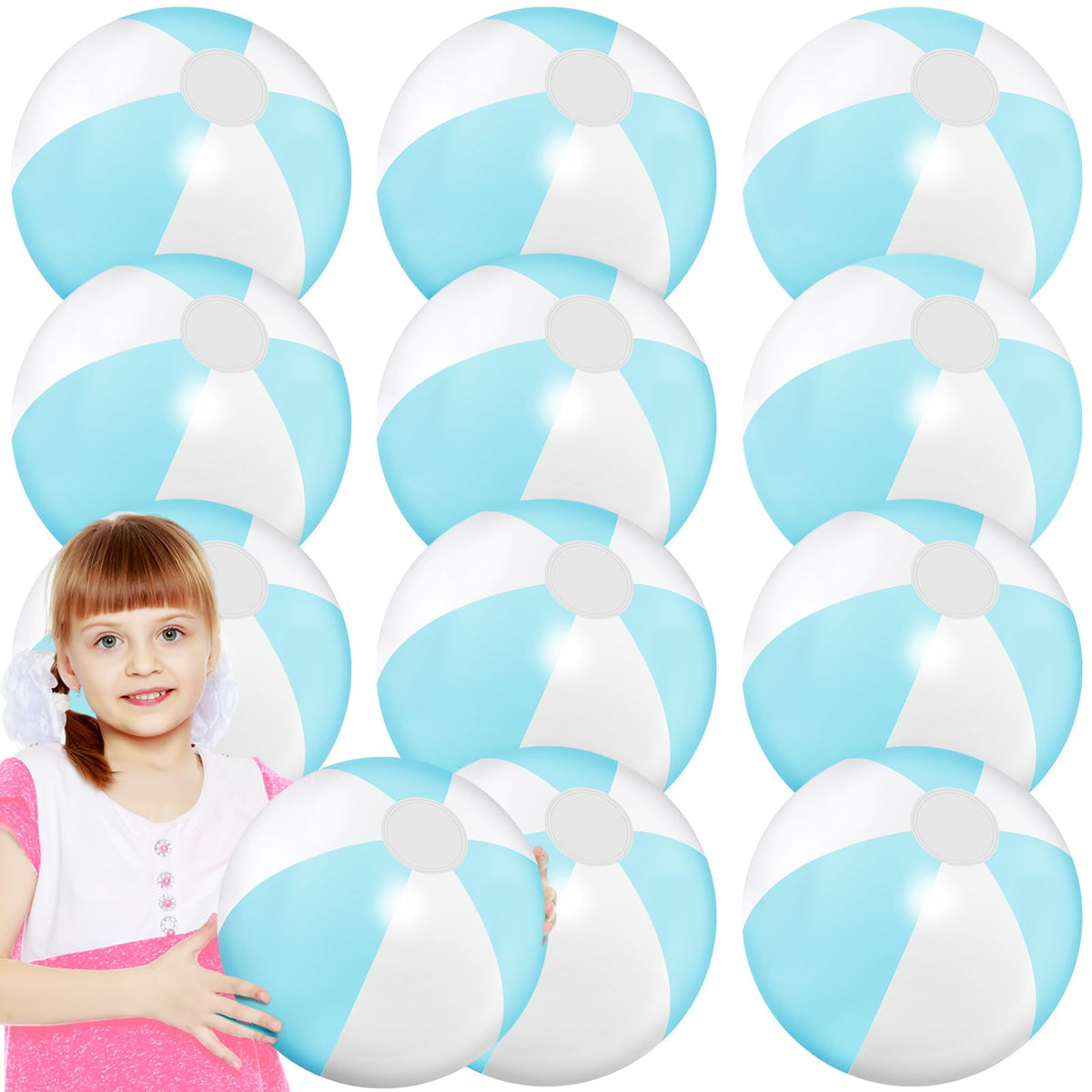 MiniInflat macaron-blue beach ball 12-pack for vibrant pool games.