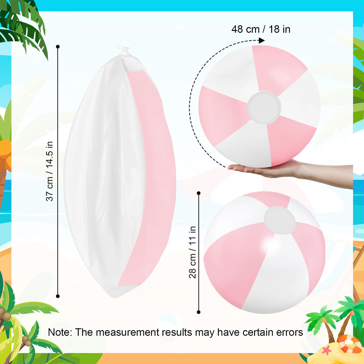 MiniInflat pastel pink beach ball adds vibrant decoration to water and sunlit shores.