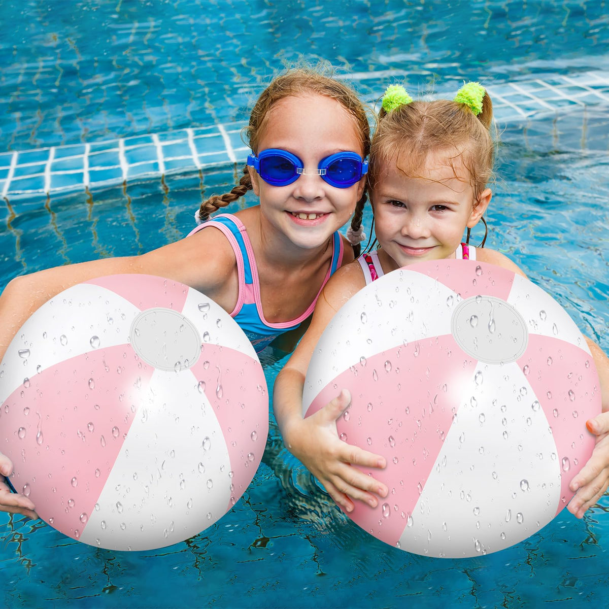 MiniInflat macaron pink beach balls bulk pack for summer party favors.