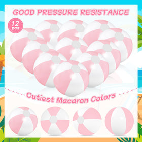 MiniInflat macaron pink beach ball ready for beach and pool games.