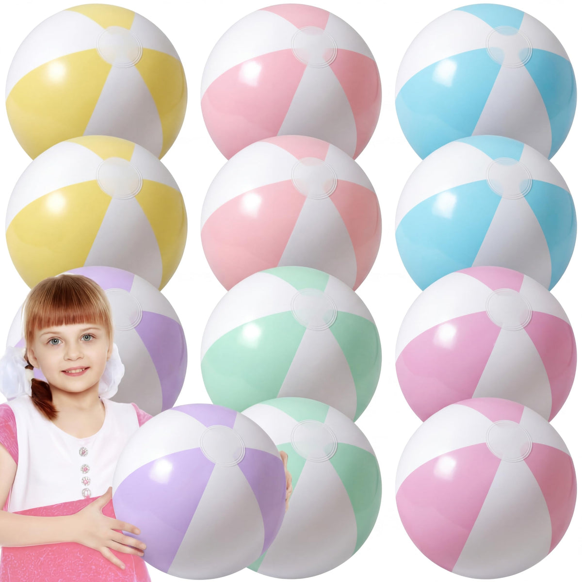 MiniInflat pastel macaron beach balls collection for party decor.