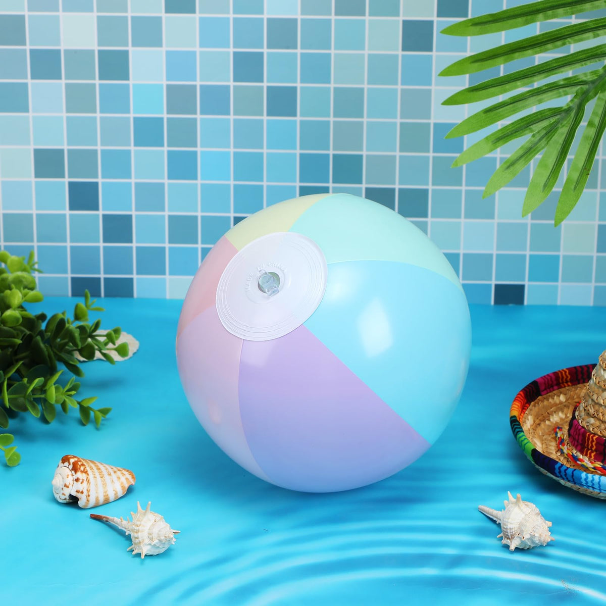 MiniInflat pastel ball ideal for pool parties and summer decorating.
