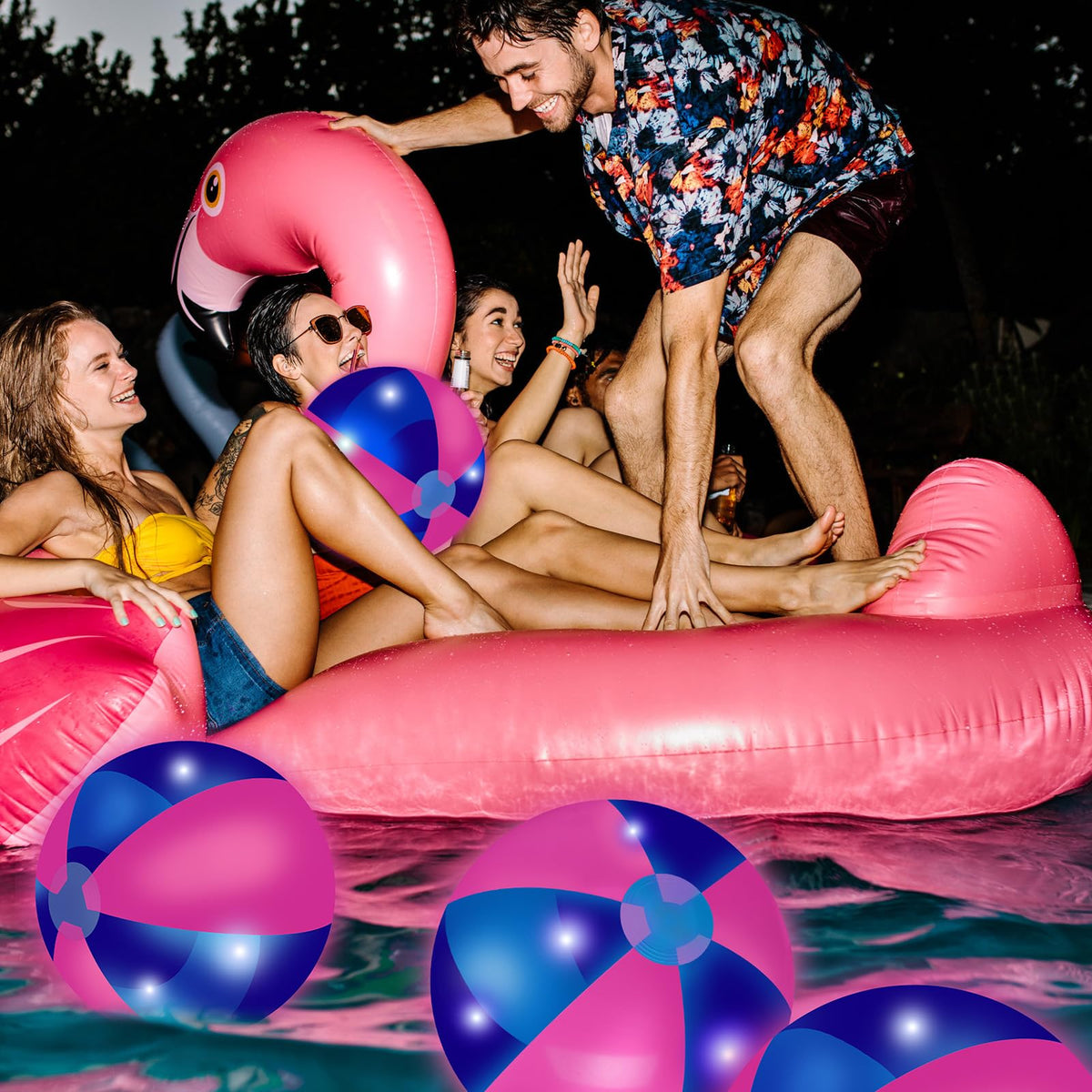 MiniInflat PVC LED beach ball offers durable, reusable party decor.
