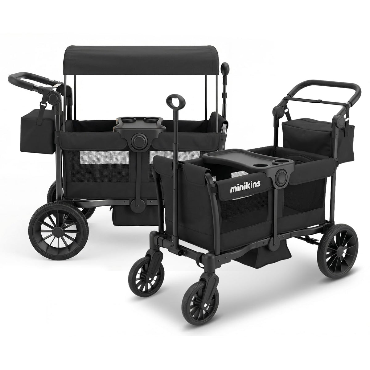 Minikins Wagon two-seater ride with roomy seats for two kids.