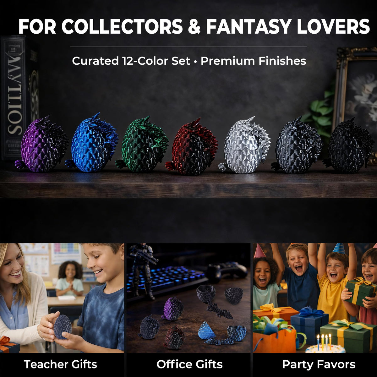 MiniMythos Toys dragon egg dual black red gradient: bold centerpiece for collector shelves