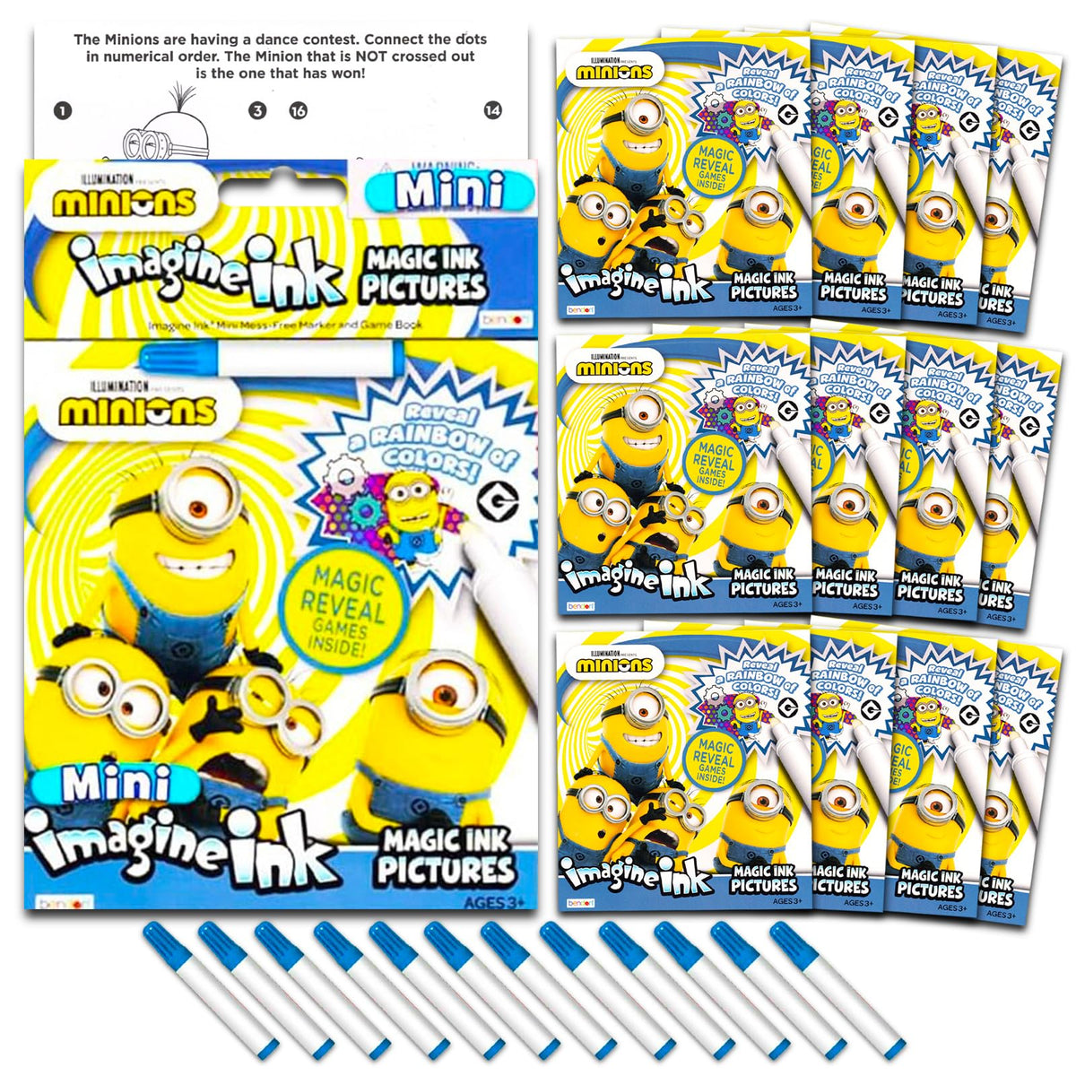 Despicable Me Minions Rise of Gru Imagine Ink book set cover—no-mess coloring for kids