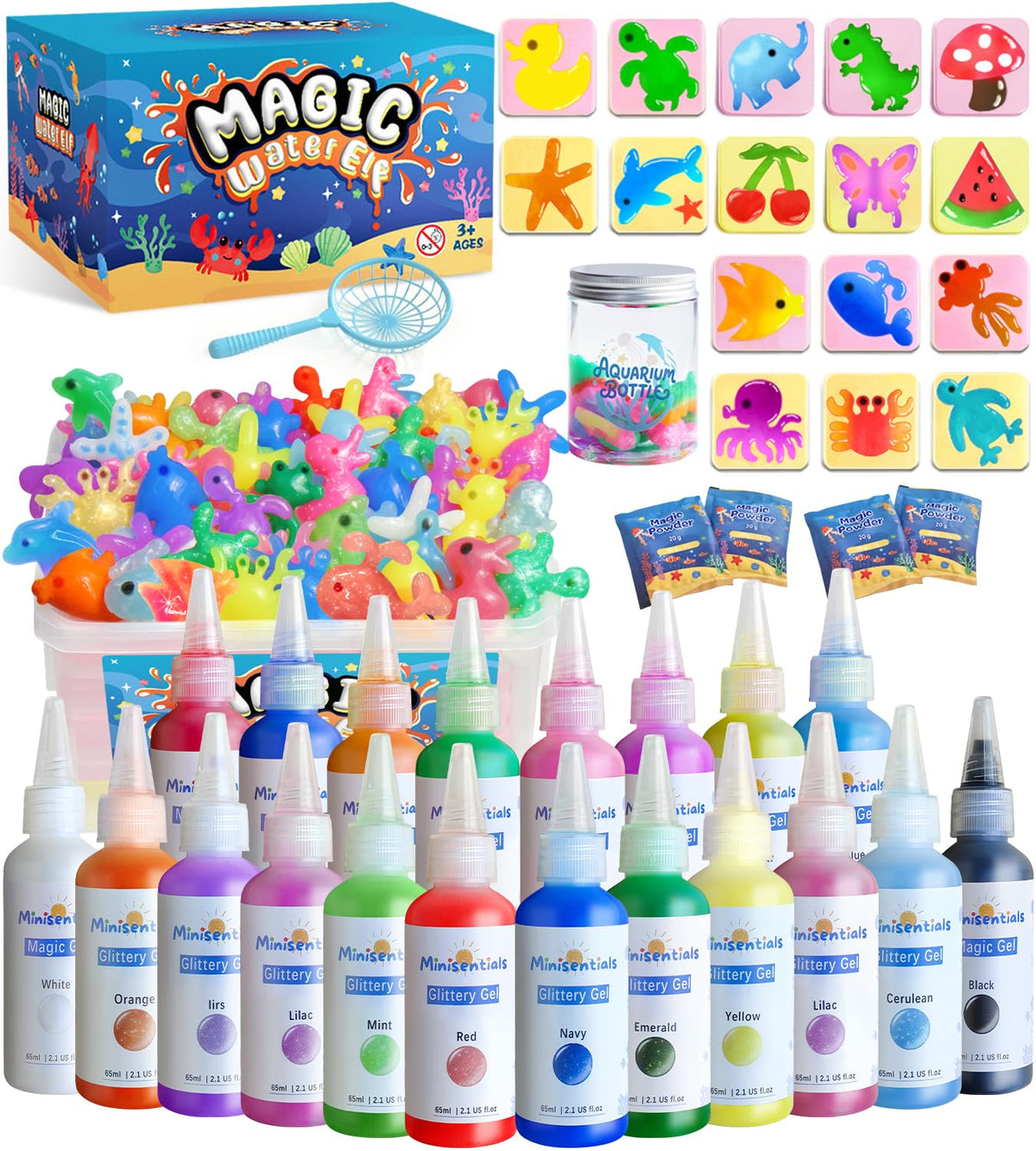 MINISENTIALS Magic Water Elf Kit bottle ready for creative play.