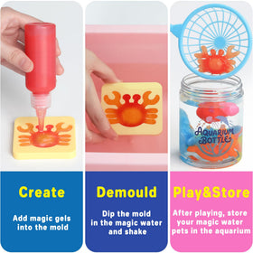 MINISENTIALS Magic Water Elf Kit color gel packs inspire vibrant, imaginative pets.