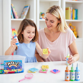 MINISENTIALS Magic Water Elf Kit kid making squishy showcases hands-on creativity.