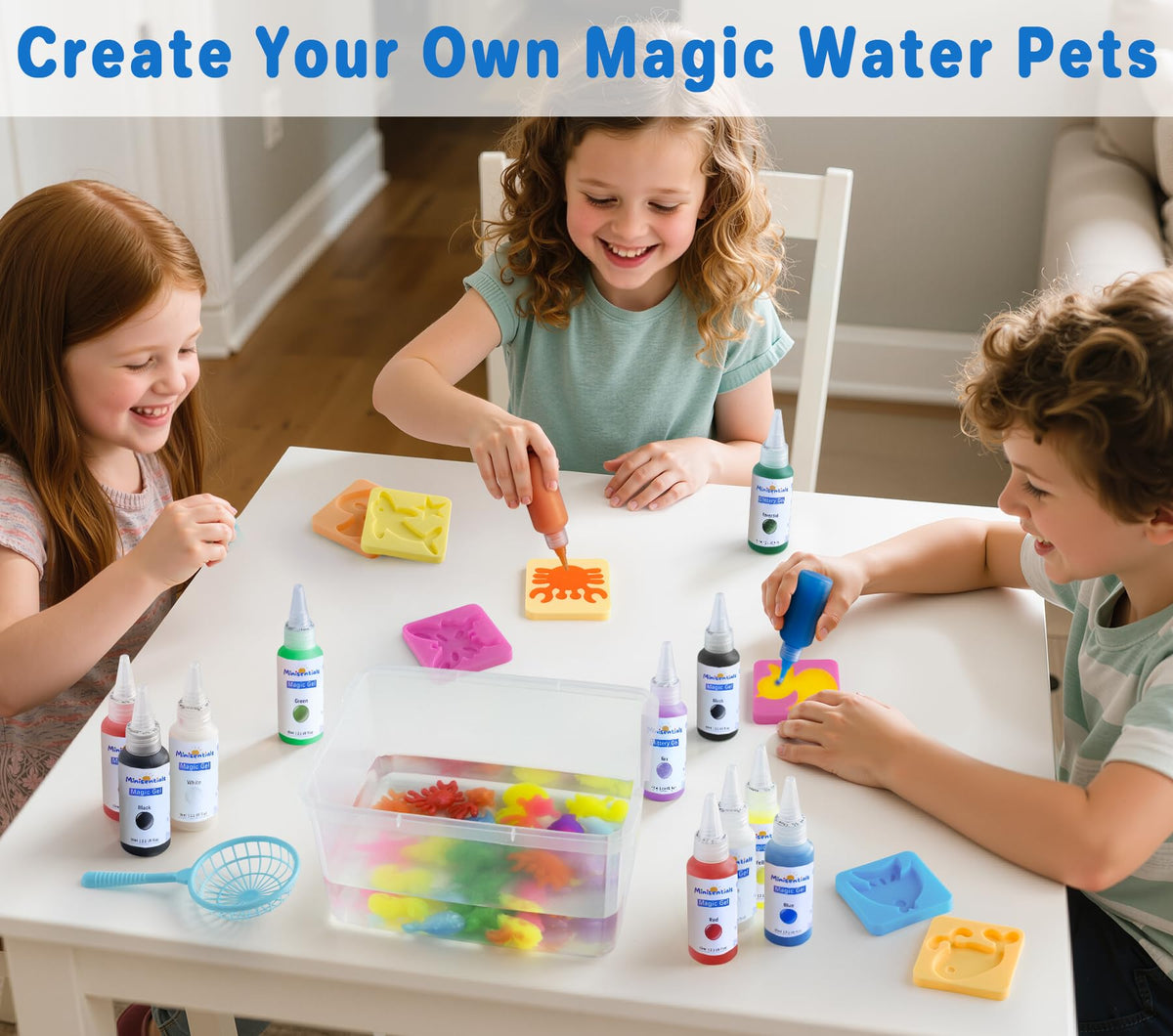 MINISENTIALS Magic Water Elf Kit molds help kids shape unique water creatures.