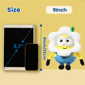 MINISO 9-inch Daisy Minions plush full view, perfect for kids to hold and travel.