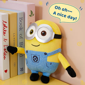 MINISO Bob Minions plush is a travel-friendly buddy for car rides and trips.
