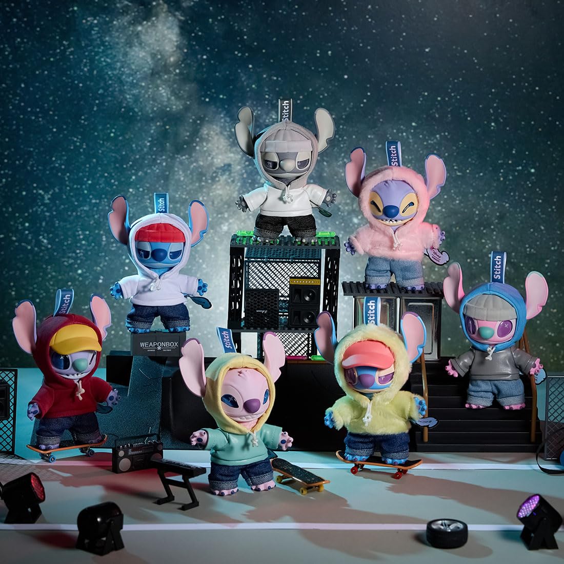 MINISO Disney Stitch GenZ Street blind box design reveals a surprise collectible.