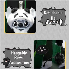 MINISO Panda clothes Stitch charm adds playful decor to shelves.