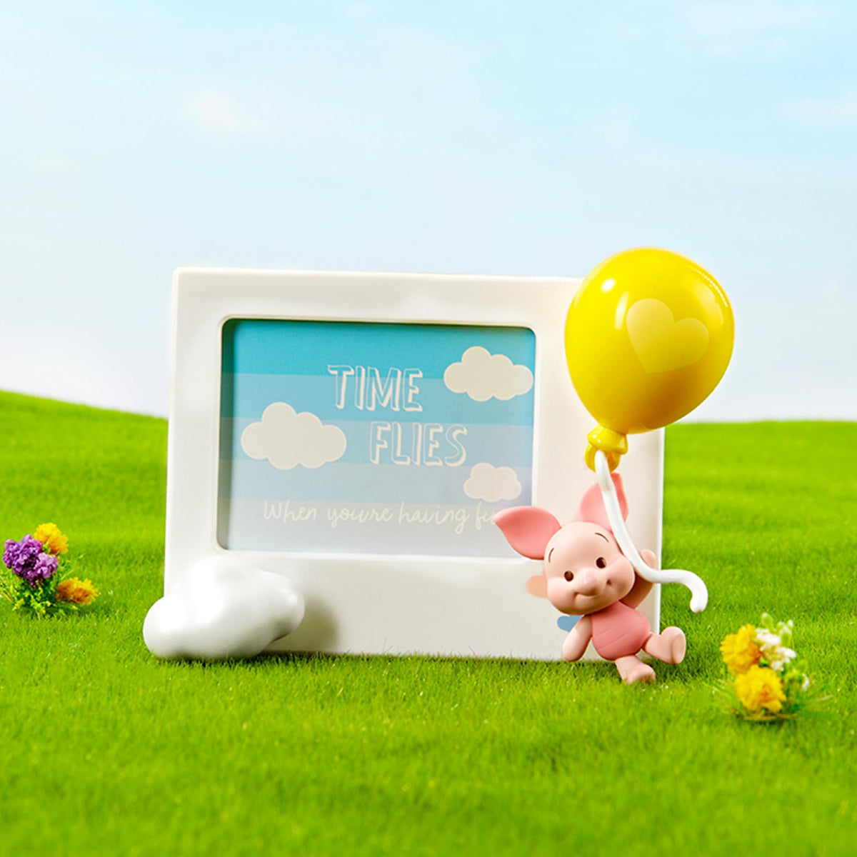 MINISO PVC framed Pooh character offers vibrant, durable decor for desks.