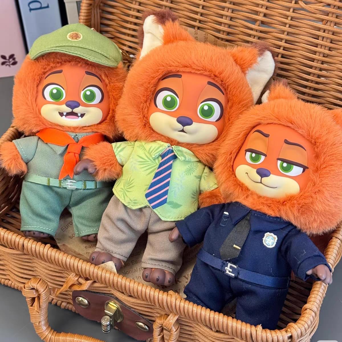 MINISO Zootopia Nick police uniform figure, detailed outfit for display.