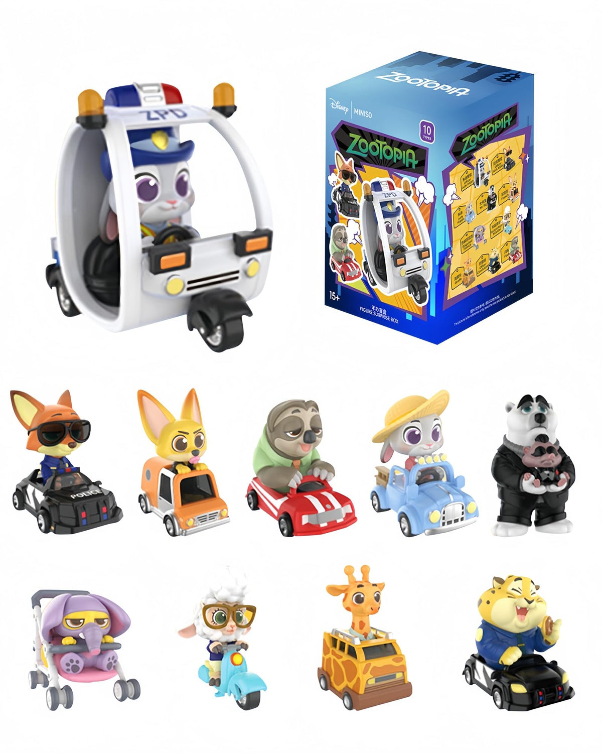 MINISO Disney Zootopia Nick Wilde in police cruiser for display and collection