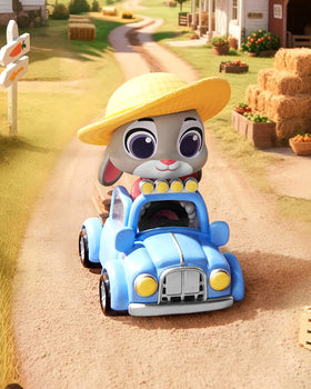 MINISO Disney Zootopia travel-series figure in themed vehicle for collection