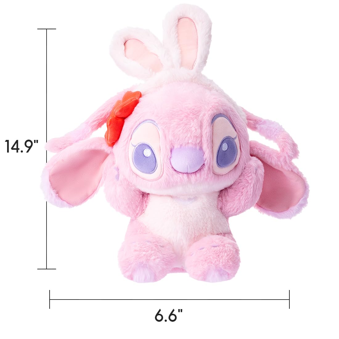 MINISO Lilo & Stitch Angel Bunny plush collection display for mini enthusiasts