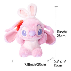 MINISO Lilo & Stitch Angel Bunny plush holding heart, charming Valentine gift idea